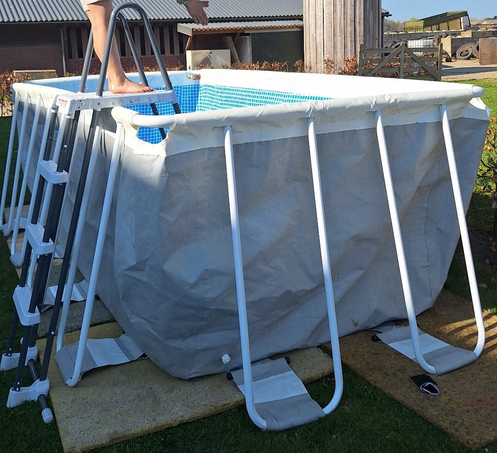 Intex Zwembad 4x2m x1.22 zand filter pomp + trap + afdekzeil, 200 tot 300 cm, Zo goed als nieuw, Rechthoekig, Ophalen