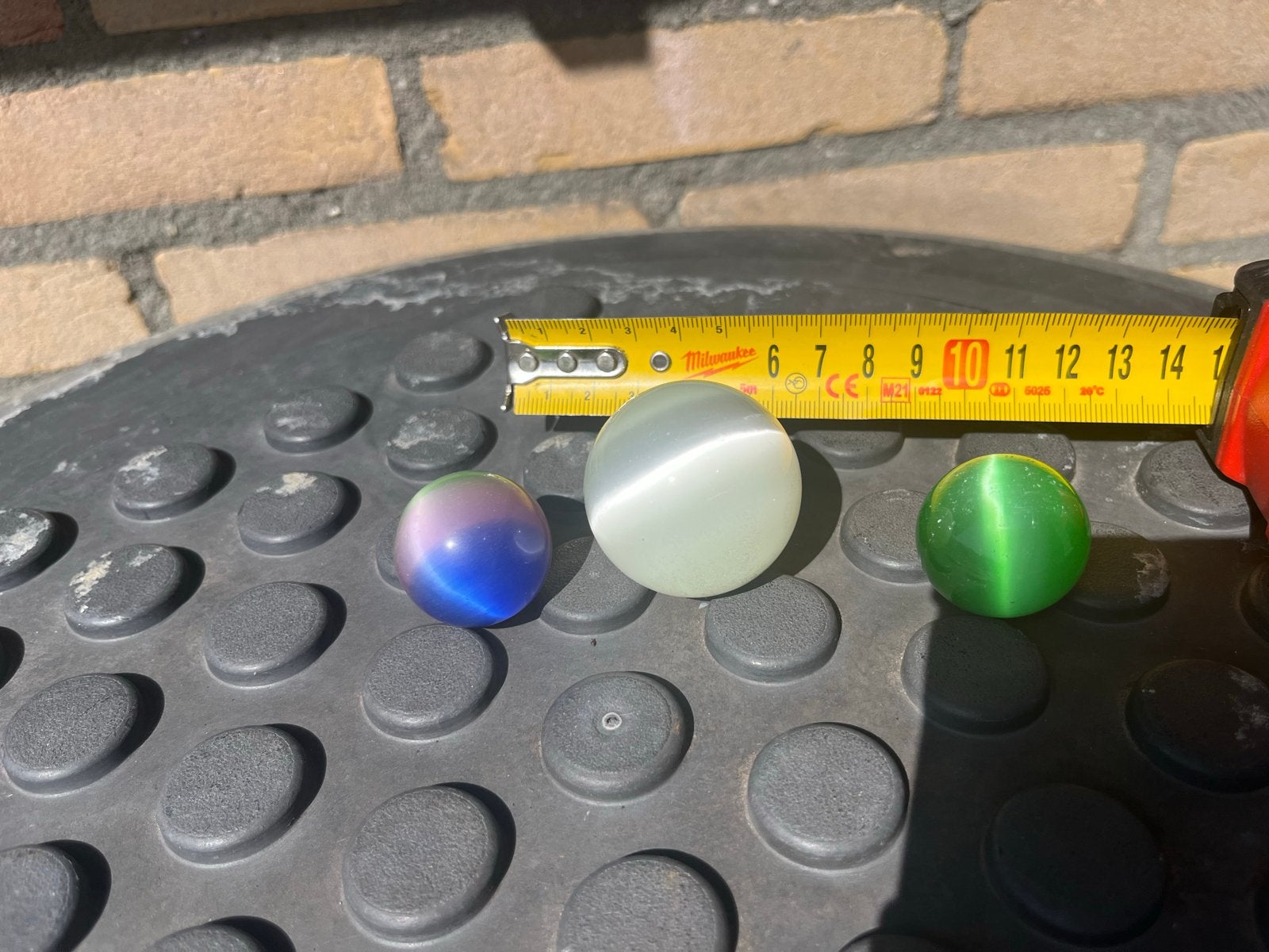 Set van 3 Kattenoog Glazen Knikkers - Diverse Kleuren, Ophalen of Verzenden, Zo goed als nieuw