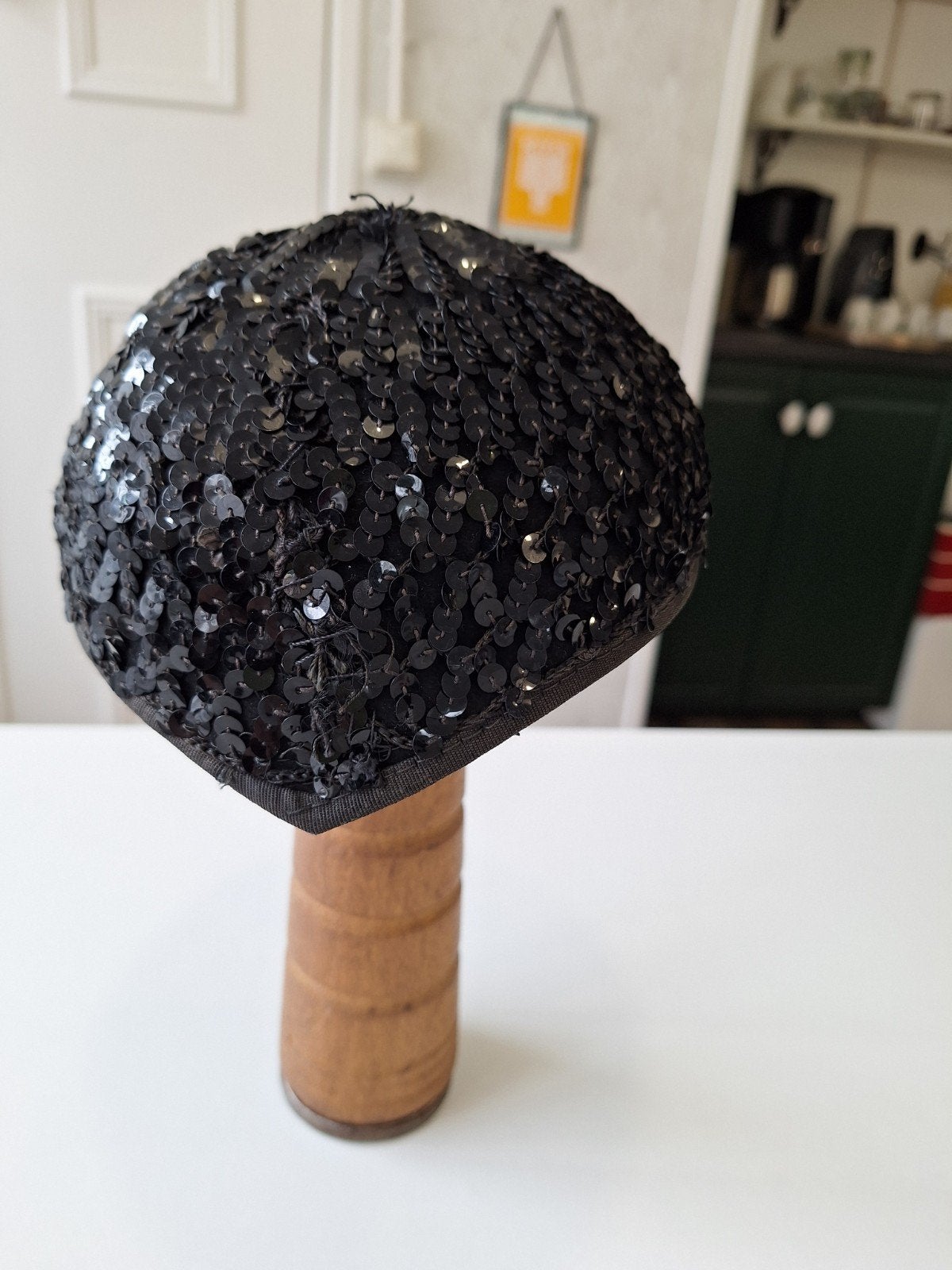 Fascinator/dophoedje zwart met pailletten, Ophalen of Verzenden, Zo goed als nieuw, One size fits all, Hoed