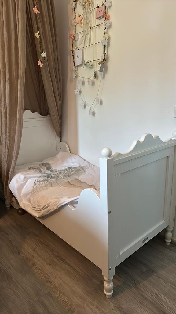 Bopita houten kleuterbed prinsessenbed wit, Kinderen en Baby's, Kinderkamer | Bedden, Gebruikt, 70 tot 85 cm, Lattenbodem, 140 tot 160 cm