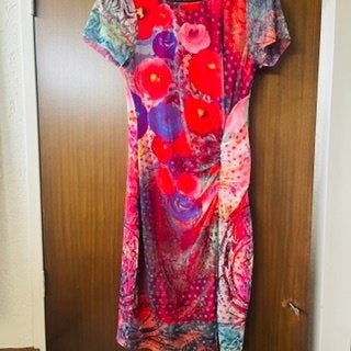 Chique feestelijke jurk met bijbehorend vestje., Kleding | Dames, Maat 38/40 (M), Meerkleurig, Ophalen of Verzenden, Onder de knie