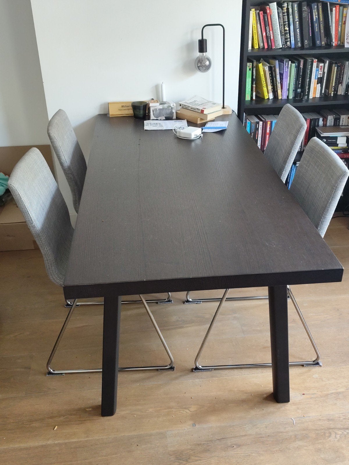 IKEA VOLFGANG Eetkamerstoelen - 4 stuks, Modern, Scandinavisch, Ophalen of Verzenden, Zo goed als nieuw, Metaal