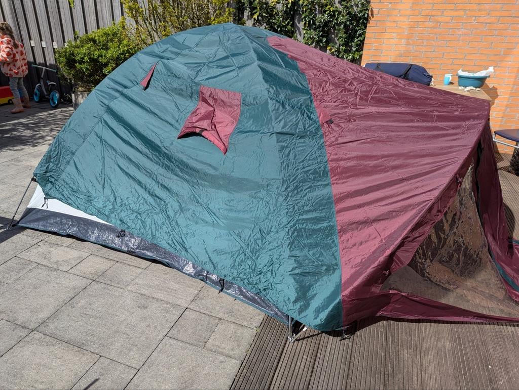 Tent 2 a 3 persoons groen/ bordeaux rood, Ophalen of Verzenden