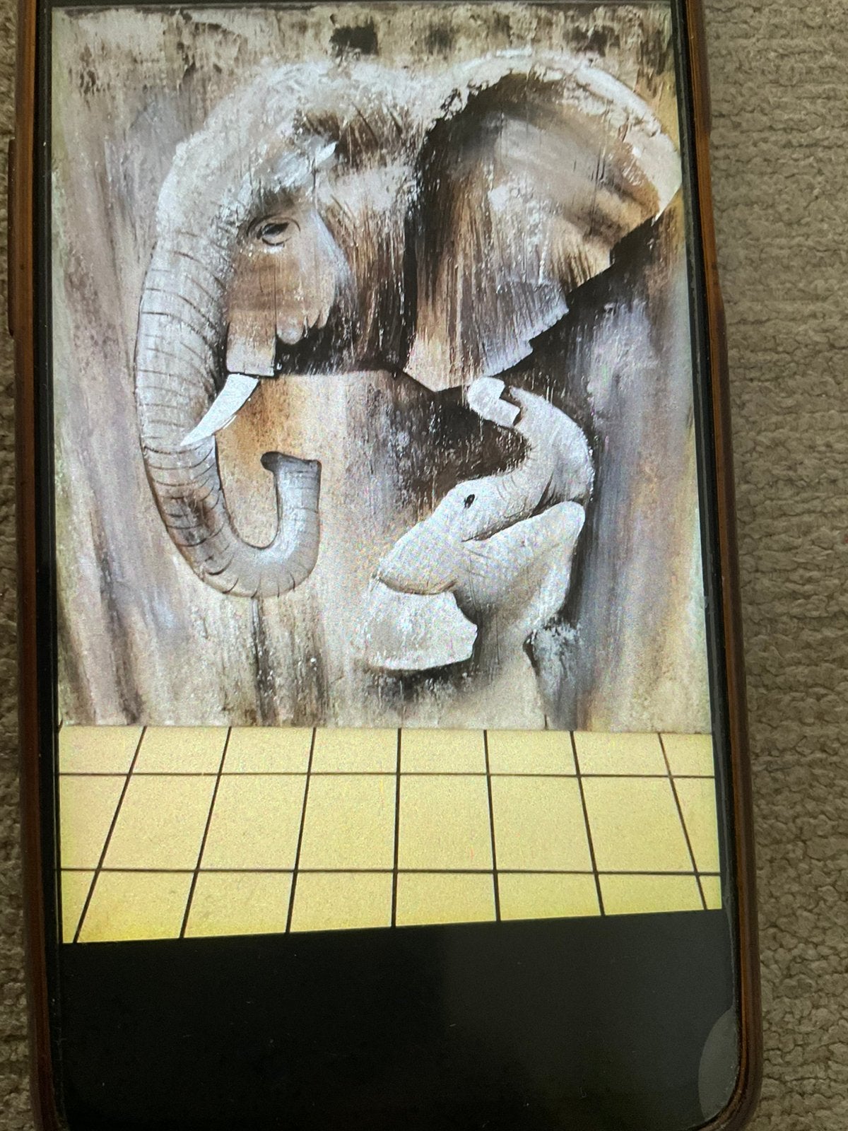 Canvas met olifanten, Ophalen, Zo goed als nieuw, Print
