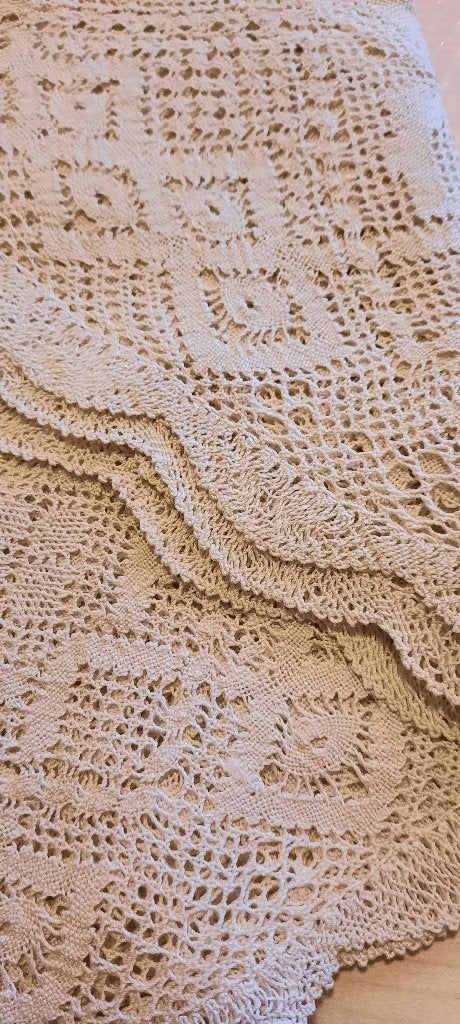 VINTAGE TAFELKLEED Ø 90 met LANDHUISSTIJL GEHAAKTE RAND, Huis en Inrichting, Overige materialen, 90 cm, Rond, Nieuw