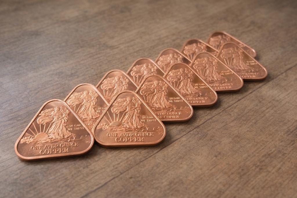 10 Unieke Driehoekige koperen 1 AVDP oz..., Ophalen of Verzenden, Koper