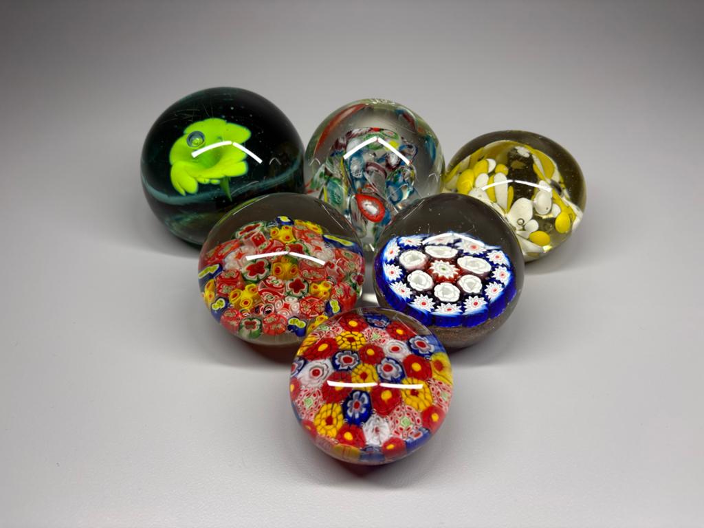 Set van 6 Vintage Glazen murano Paperweights, Ophalen of Verzenden