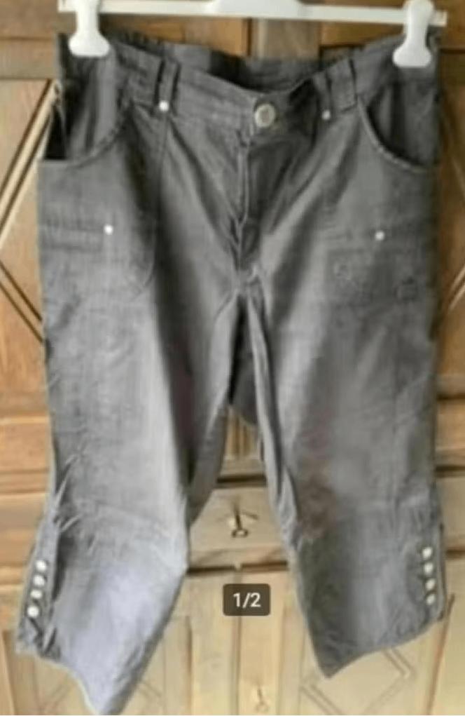 Zwart - grijze 7/8 broek, damesbroek; 44 / 46; Miss Etam, Ophalen of Verzenden, Gedragen, Zwart, Broek of Spijkerbroek