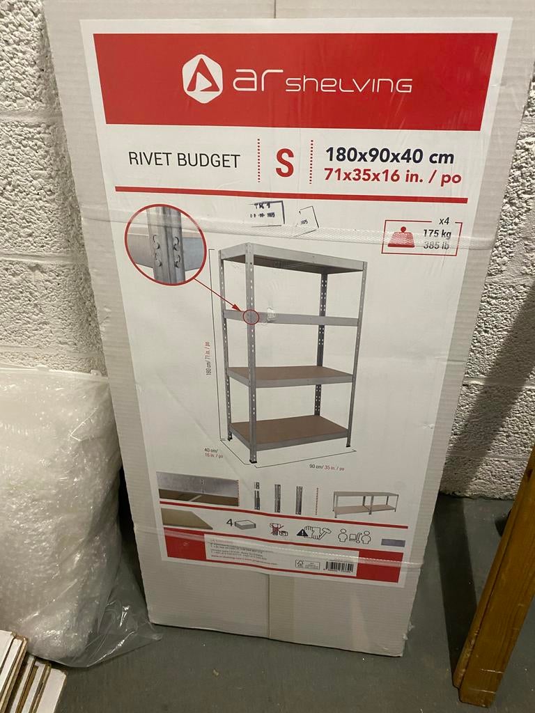 Nieuw AR Shelving Rivet Budget stellingrek 180x90x40 cm, Huis en Inrichting, Kasten | Stellingkasten, Nieuw, Ophalen