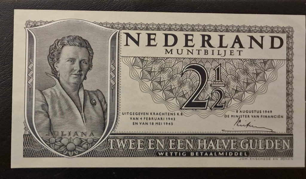 2 1/2 gulden muntbiljet uit 1949., Postzegels en Munten, Ophalen of Verzenden, Nederland, Bankbiljetten