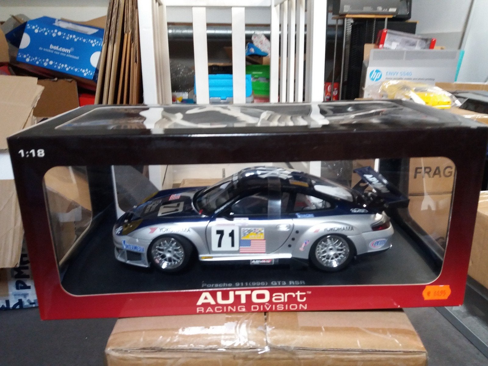 Autoart 1/18 Porsche 911 996 GT3 RSR ALMS ALEX JOB #71, Hobby en Vrije tijd, Modelauto's | 1:18, Ophalen of Verzenden, Zo goed als nieuw