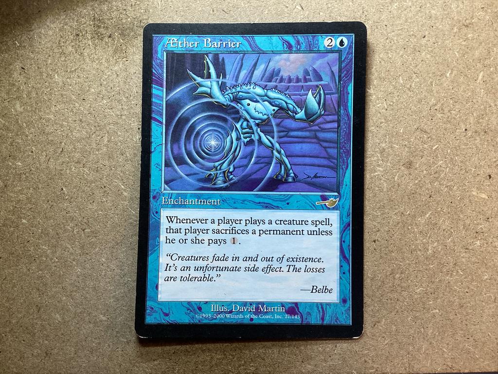 1x Aether Barrier [027/143] (Played), Ophalen of Verzenden, Gebruikt, Losse kaart