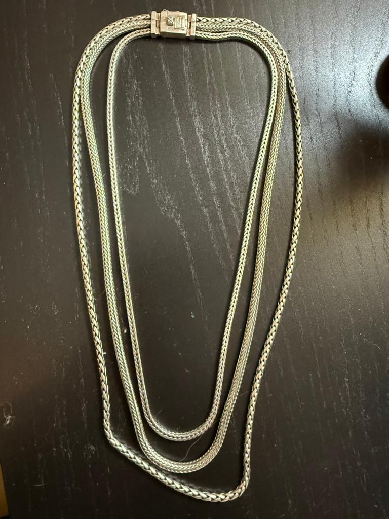 Budha to budha ketting triple mini zilver, Sieraden, Tassen en Uiterlijk, Kettingen, Ophalen of Verzenden, Zo goed als nieuw, Zilver