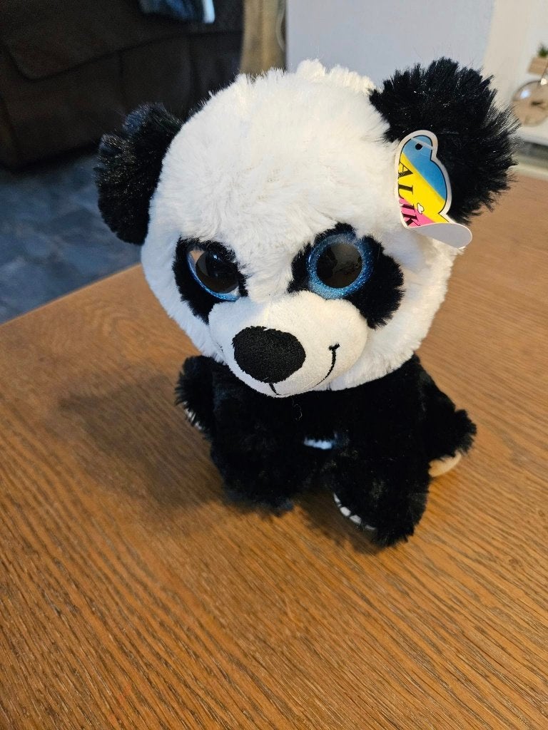 Schattige Panda Knuffel met Grote Glanzende Ogen (dv17), Overige merken, Overige karakters, Overige typen, Zwart