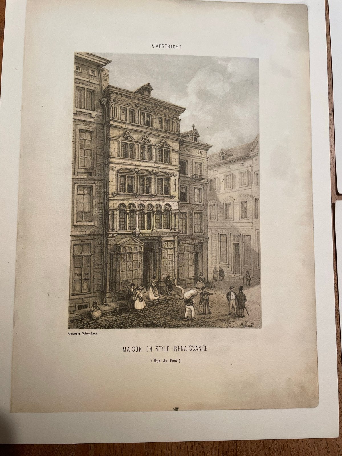 4 Reproducties Alexander Schaepkens - Maastricht, Antiek en Kunst, Stadsgezicht, Ophalen of Verzenden, Lithografie, Met tekst
