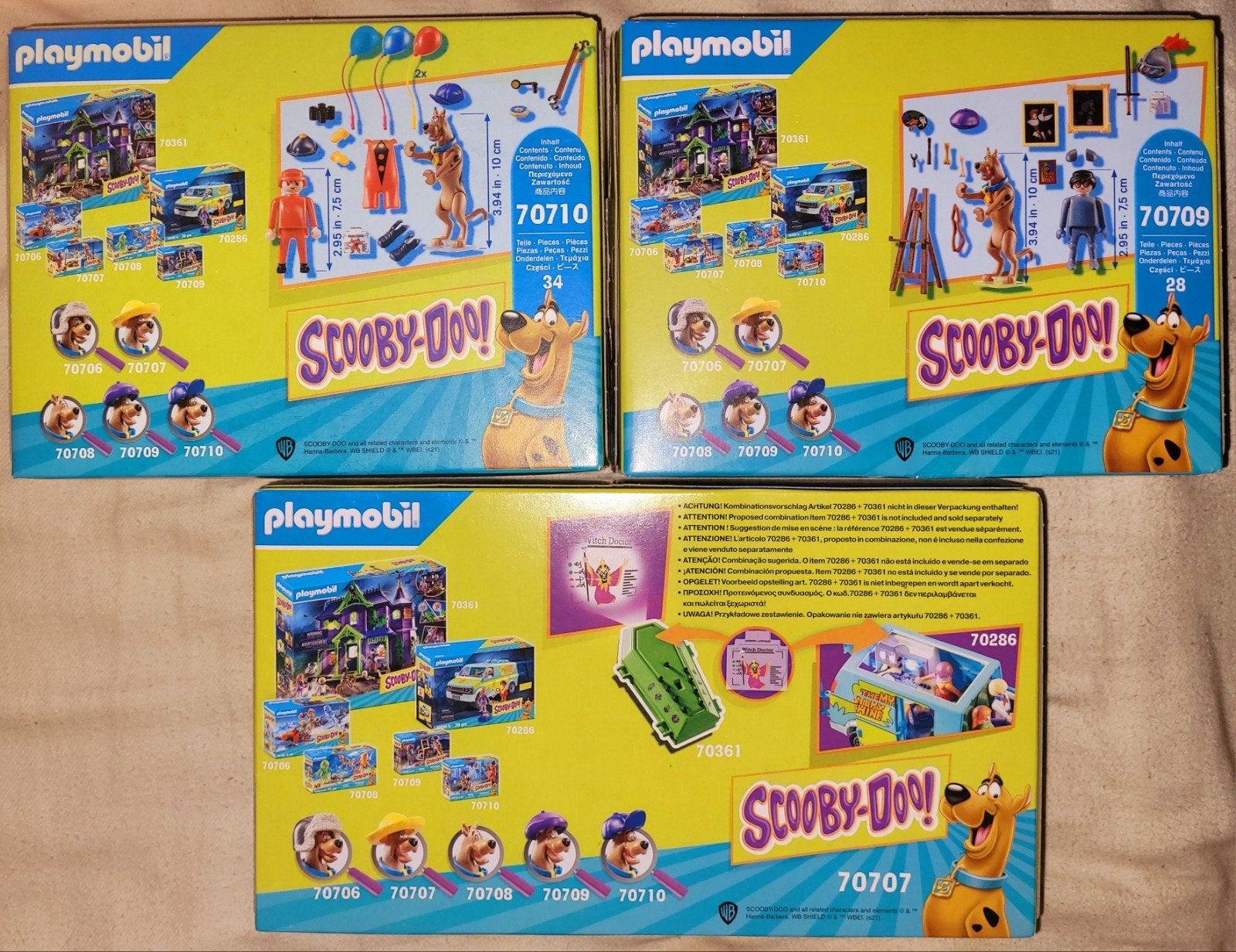 Drie Playmobil Scooby sets 70707 70709 70710 nieuwstaat !, Nieuw, Figuren, Overige series, Complete set