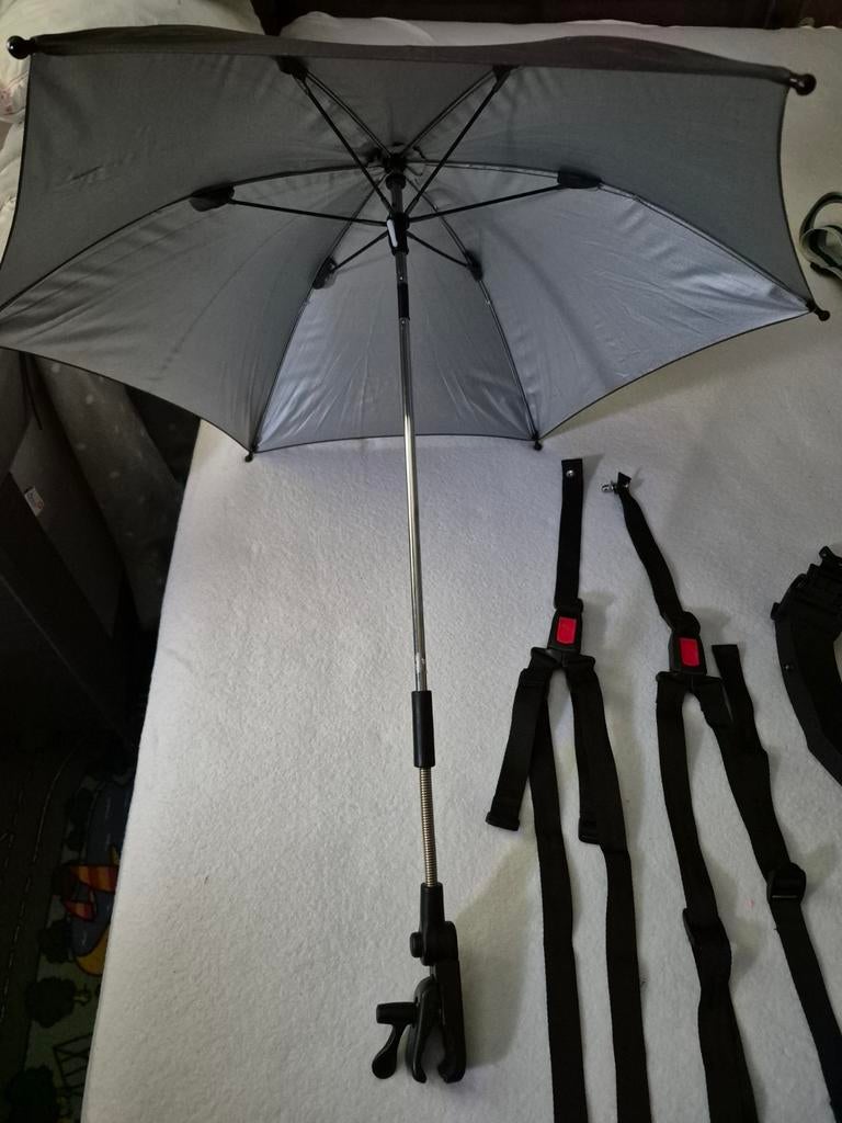 Parasol voor de kinderwagen, riempjes voor de bakfiets,, Ophalen