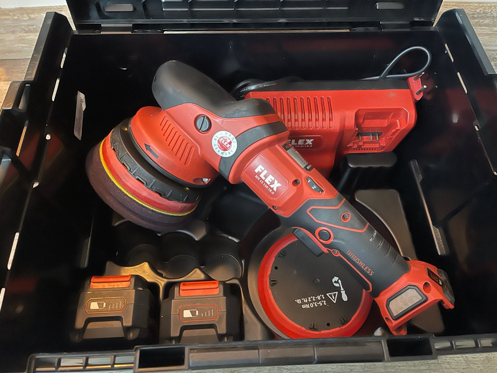 FLEX XFE 15 150 18.0-EC/5.0 P-Set Accu Excentrische Polijstm, Ophalen of Verzenden, Zo goed als nieuw, 1000 watt of meer, Overige typen