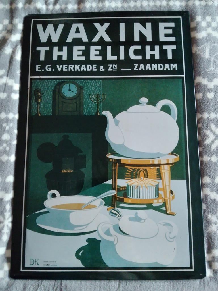 Vintage metalen Reclamebord Waxine Theelicht Verkade, Verzamelen, Merken en Reclamevoorwerpen, Ophalen of Verzenden, Gebruikt