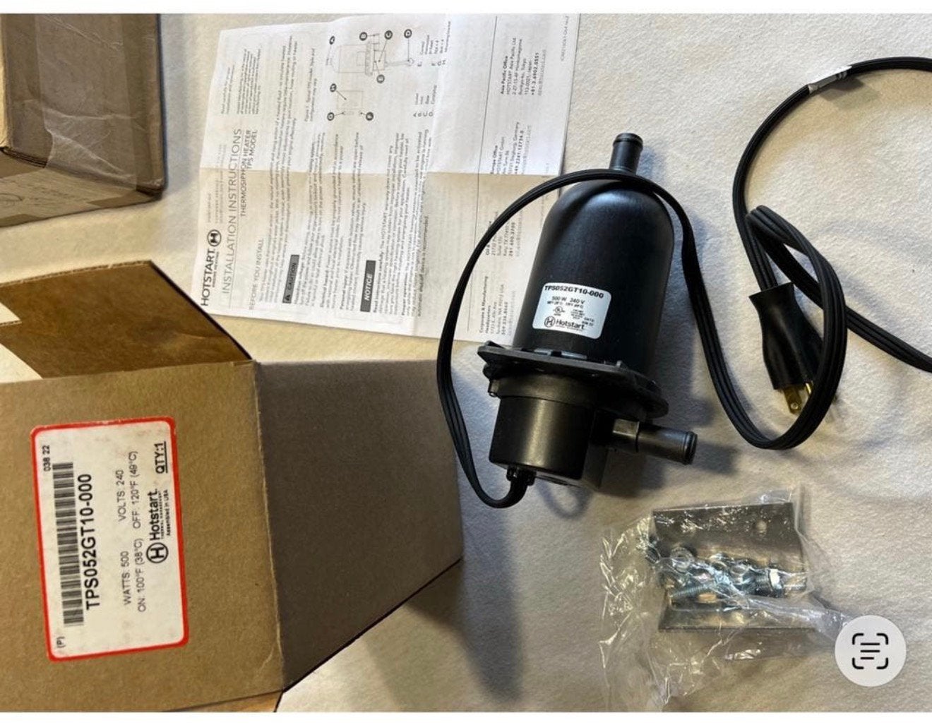 HOTSTART Engine Heater TPS052GT10-000 verwarmer 500W 240V, P, P, P, Nieuw