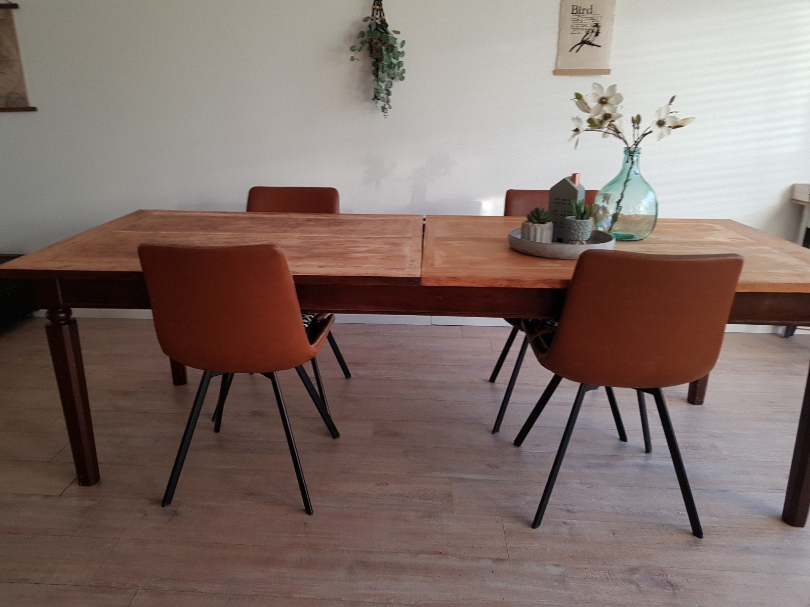 Lange uitschuifbare eettafel van teakhout, Huis en Inrichting, Tafels | Eettafels, Gebruikt, 100 tot 150 cm, Teakhout, 200 cm of meer