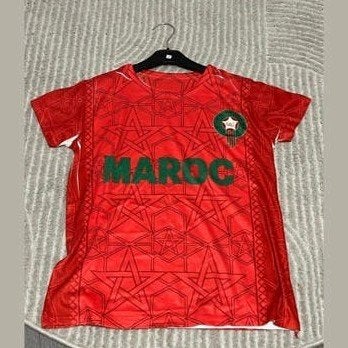 Marokko Voetbalshirt - Rood met Groen 'MAROC' Opdruk, Onbekend, Nieuw, Overige maten, Ophalen of Verzenden