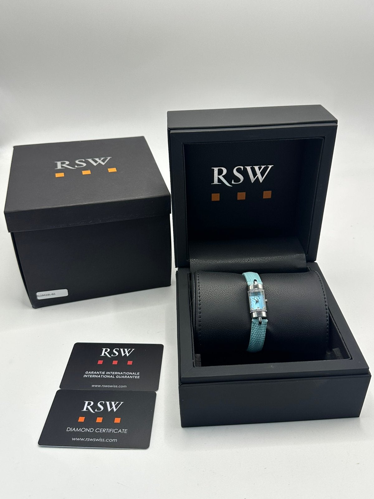 RSW SL19410LG1 DAMES HORLOGE TURQUOISE LEER LEATHER DIAMONDS, Ophalen, Nieuw, Staal, Overige merken