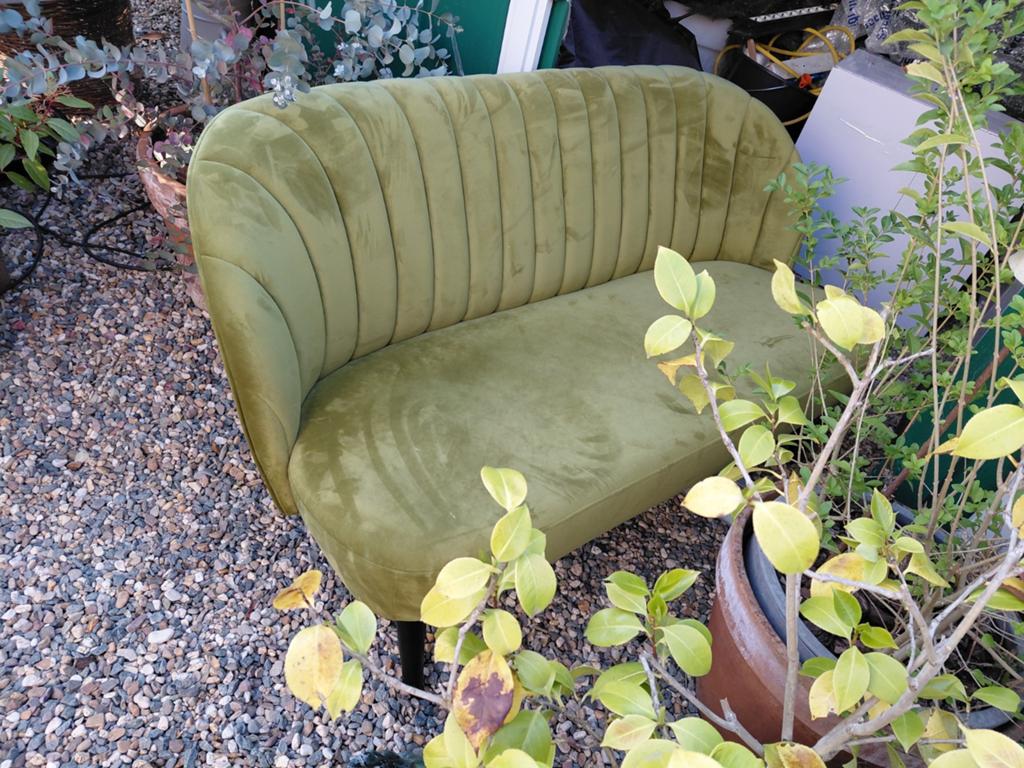 Klein bankje.velours.groen., Ophalen, Rechthoekig, 125 cm of meer, Minder dan 50 cm