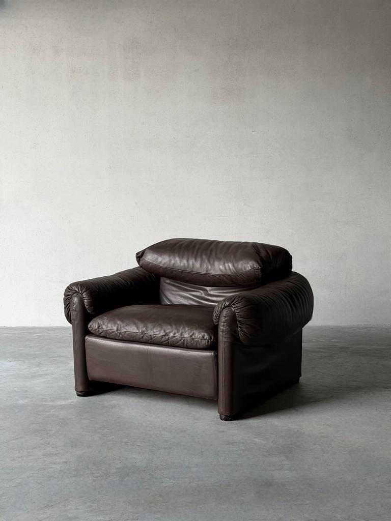 Vintage Italiaanse lederen lounge chair , 1980, Ophalen, Zo goed als nieuw, Rechthoekig, Leer