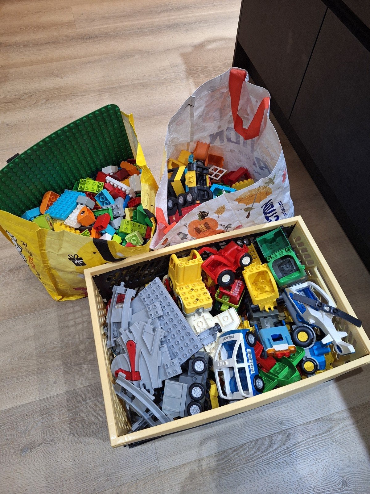 Grote partij LEGO Duplo en bouwblokken met voertuigen, Ophalen, Inclusief minifiguren, Gebruikt, Overige thema's