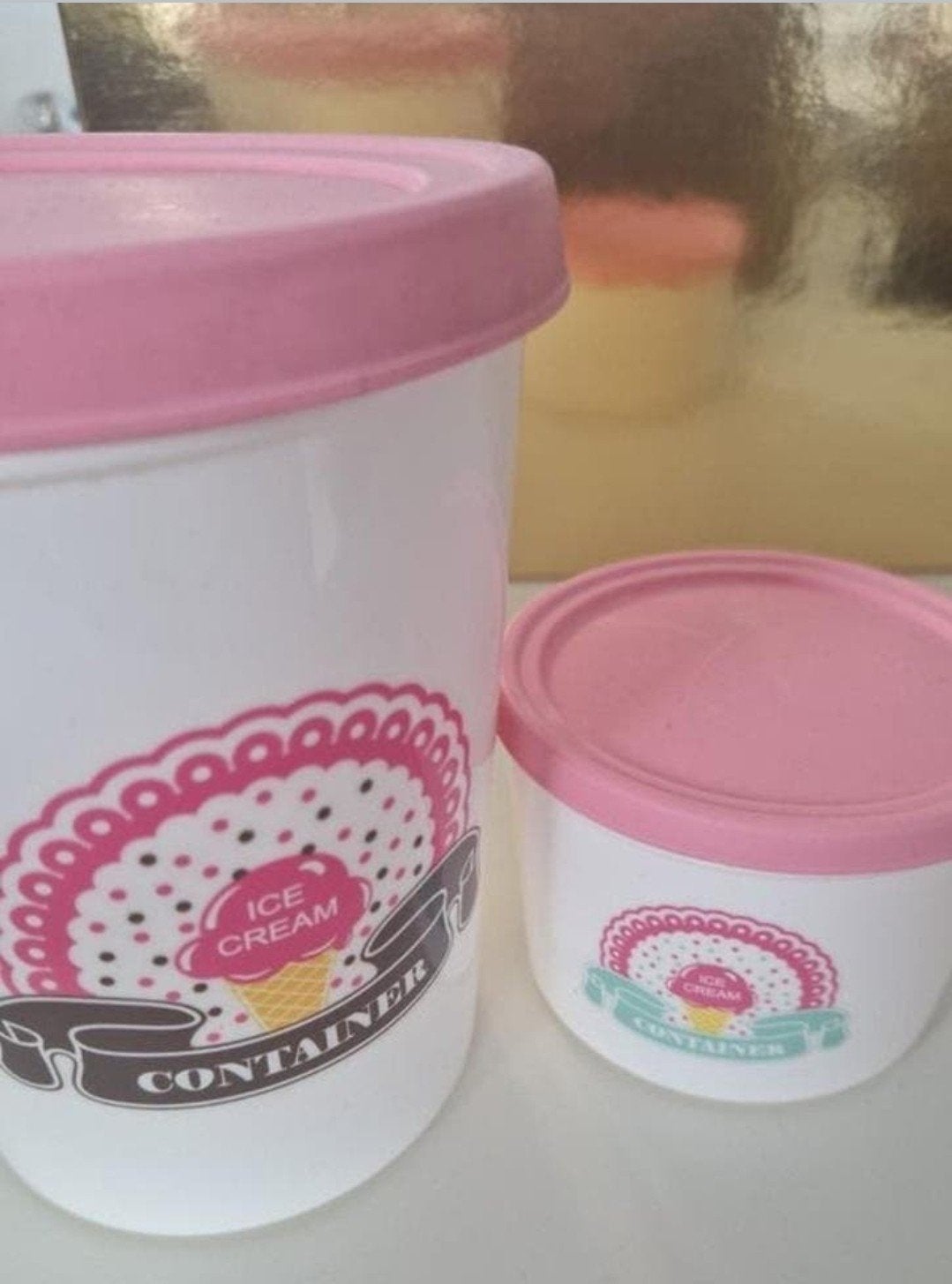 Roze 'Ice Cream Container' opbergbakjes met siliconen deksel, Ophalen