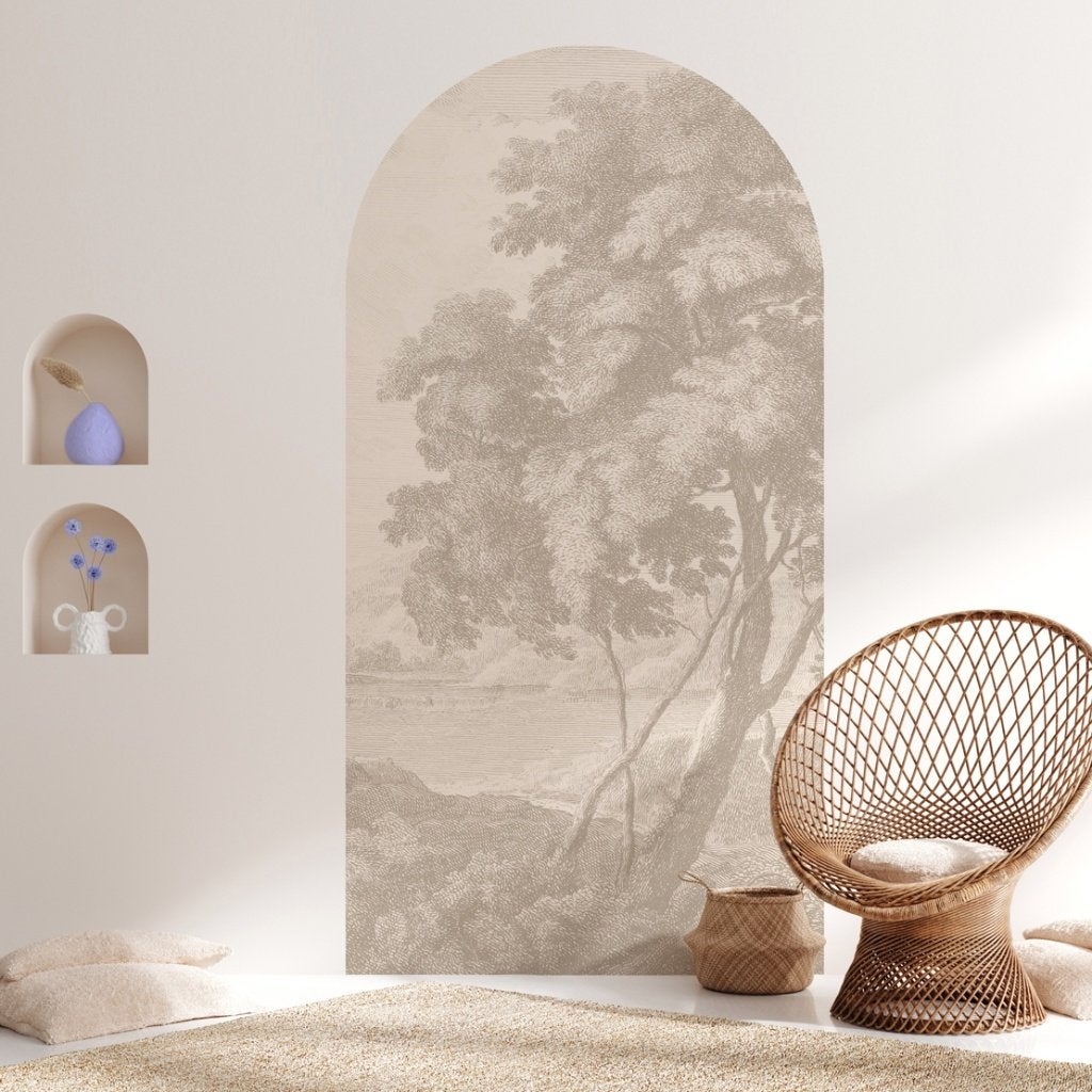 Behang boog wandsticker Annet Weelink Design, Natuurlijk, Beige, Minder dan 5 m², Landschap