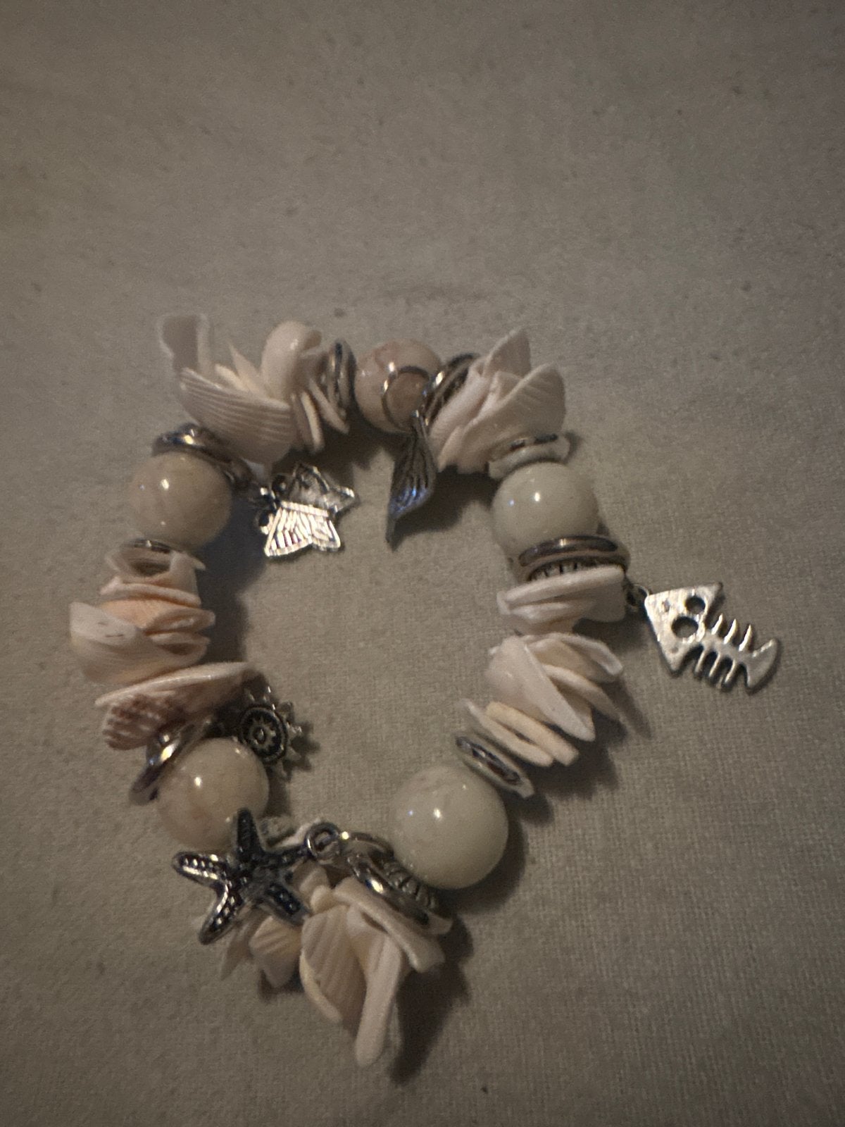 Zeeschelp Armband met Bedels - Uniek en Stijlvol, Overige materialen, Gebruikt, Wit, Ophalen of Verzenden