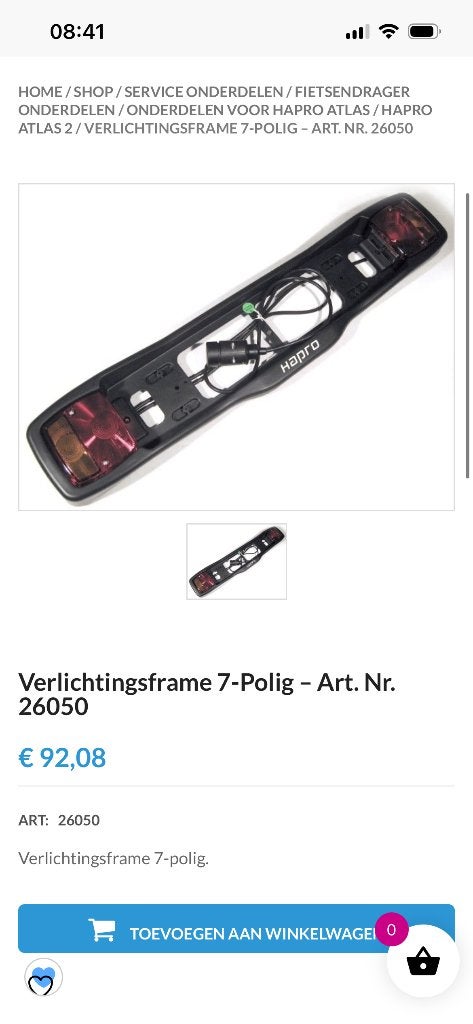 Hapro Atlas verlichtingsframe (nieuw), Ophalen of Verzenden, 3 fietsen of meer, Nieuw, Trekhaakdrager