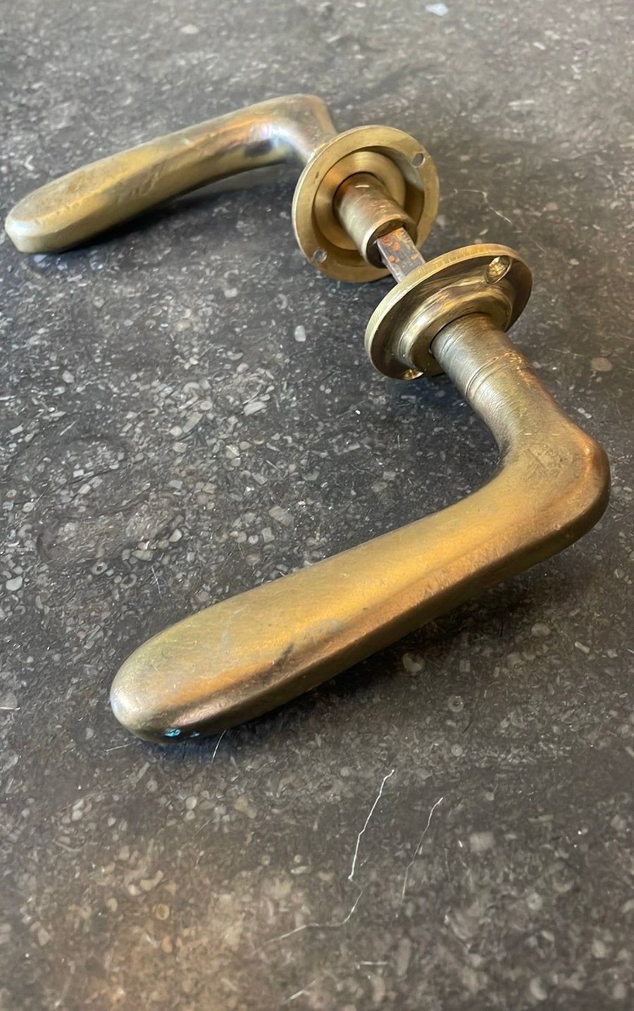 1x set Zeldzame Deurklinken Messing ANTIEK Jaren 10 20 30 ?, Ophalen of Verzenden