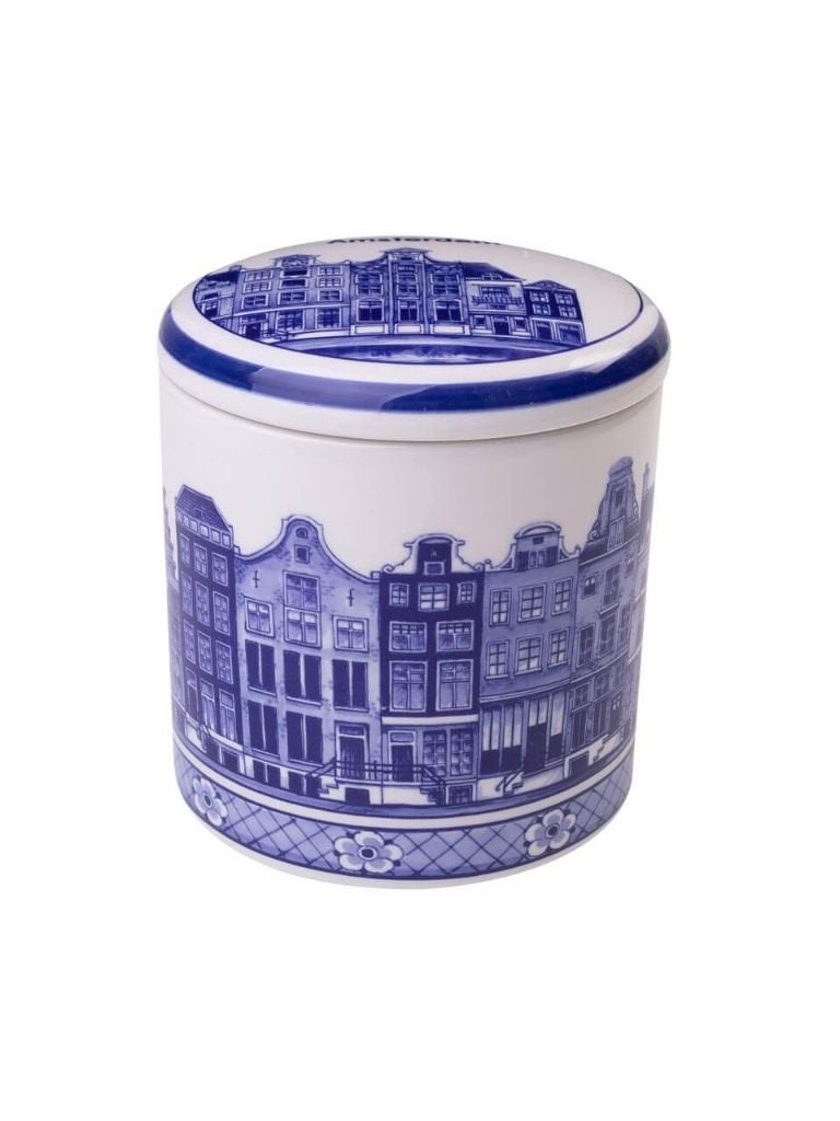 Nieuw, Heinen Delfts Blauw, voorraadbus met grachtenpanden., Blauw, Ophalen of Verzenden, Voorraadpot, Info@heinendelftsblauw.nl