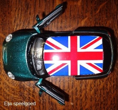 NIEUW Mini Cooper schaal 1:38 - Groen met Union Jack Dak, Ophalen of Verzenden, Nieuw, Auto, Overige merken