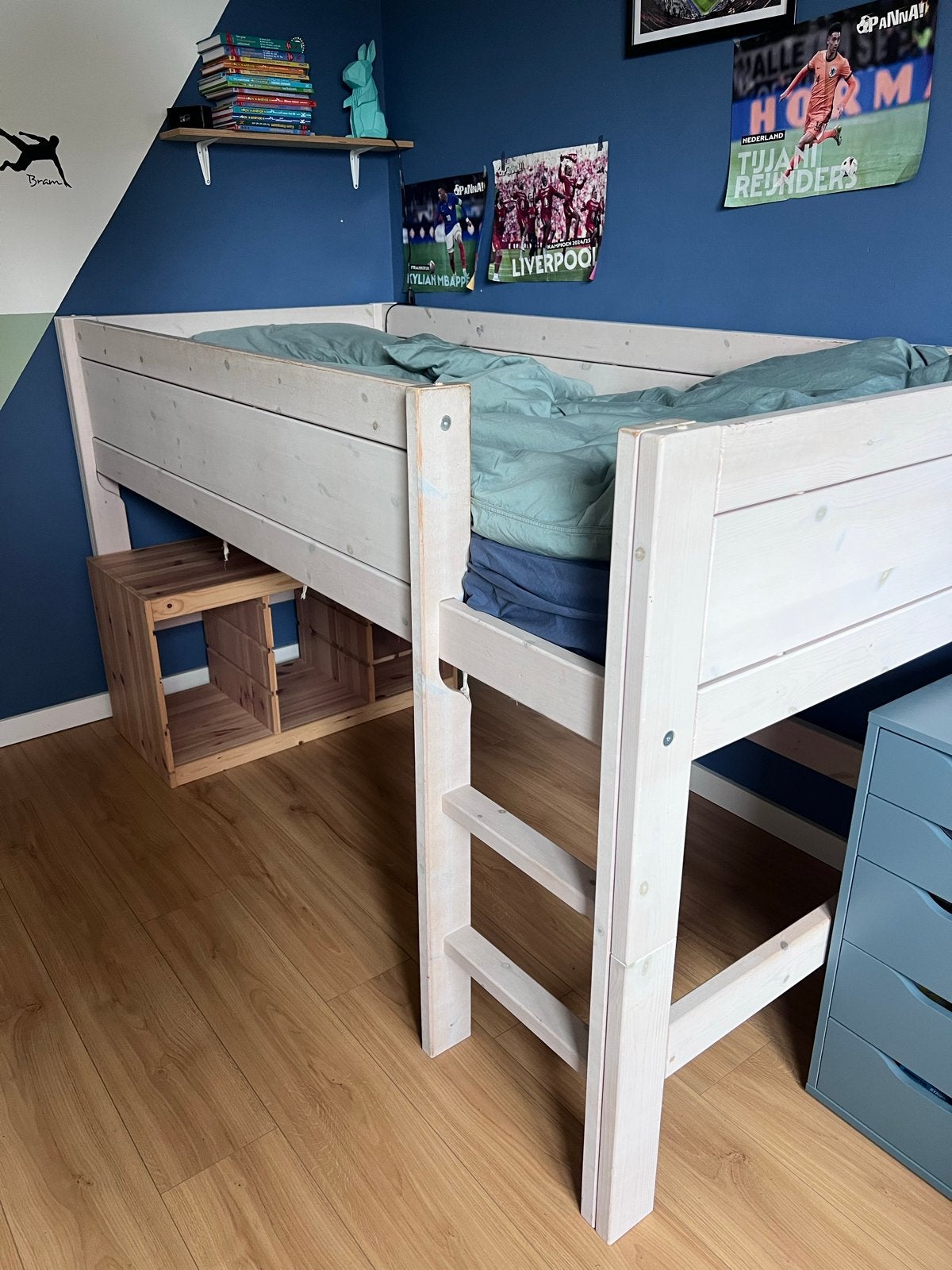 Halfhoogslaper Hout white wash, Ophalen, Gebruikt, Halfhoogslaper