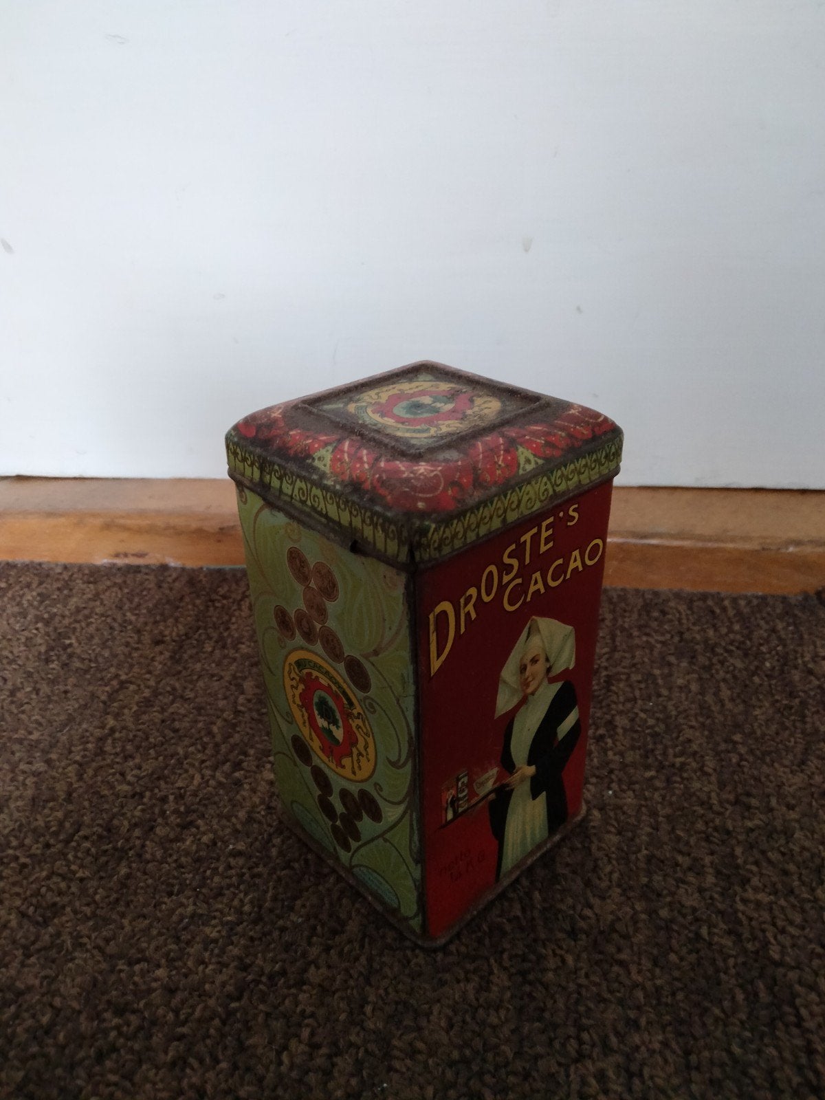 Vintage Droste's Cacao blik - 12 cm hoog, Ophalen of Verzenden