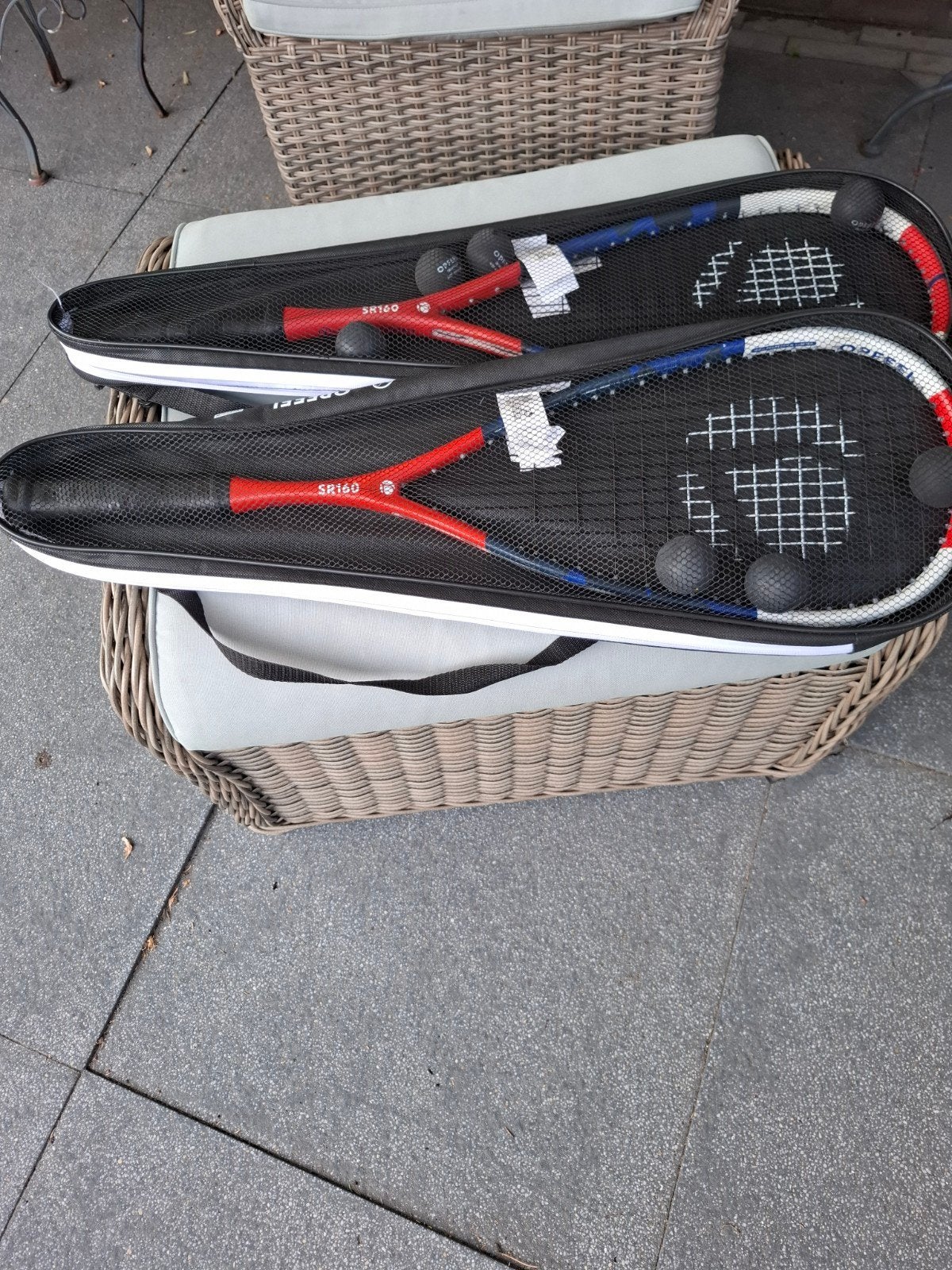 Squash padel racket set met 2 rackets en ballen, Sport en Fitness, Padel, Ophalen of Verzenden, Zo goed als nieuw