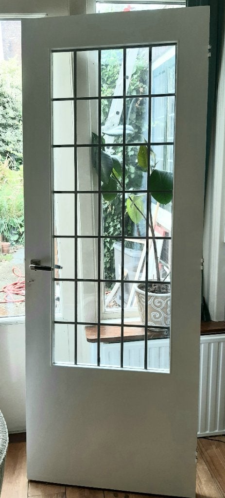 Deur met glas en lood, Doe-het-zelf en Verbouw, Deuren en Horren, Ophalen, Minder dan 80 cm, Binnendeur, Zo goed als nieuw