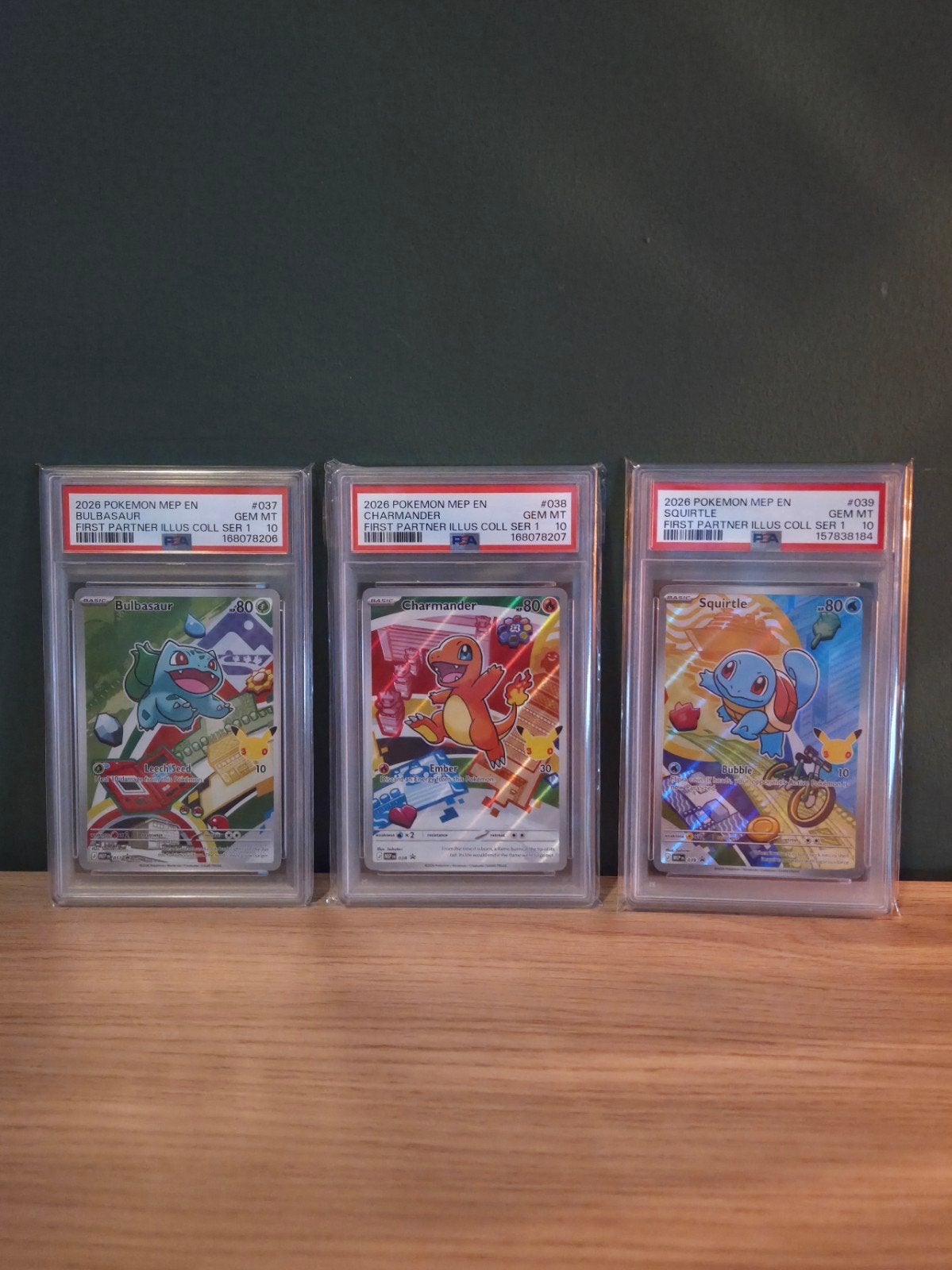 PSA 10 Pokemon First Partner Illustration Kanto Gen 1 set, Ophalen of Verzenden, Zo goed als nieuw, Meerdere kaarten, Foil