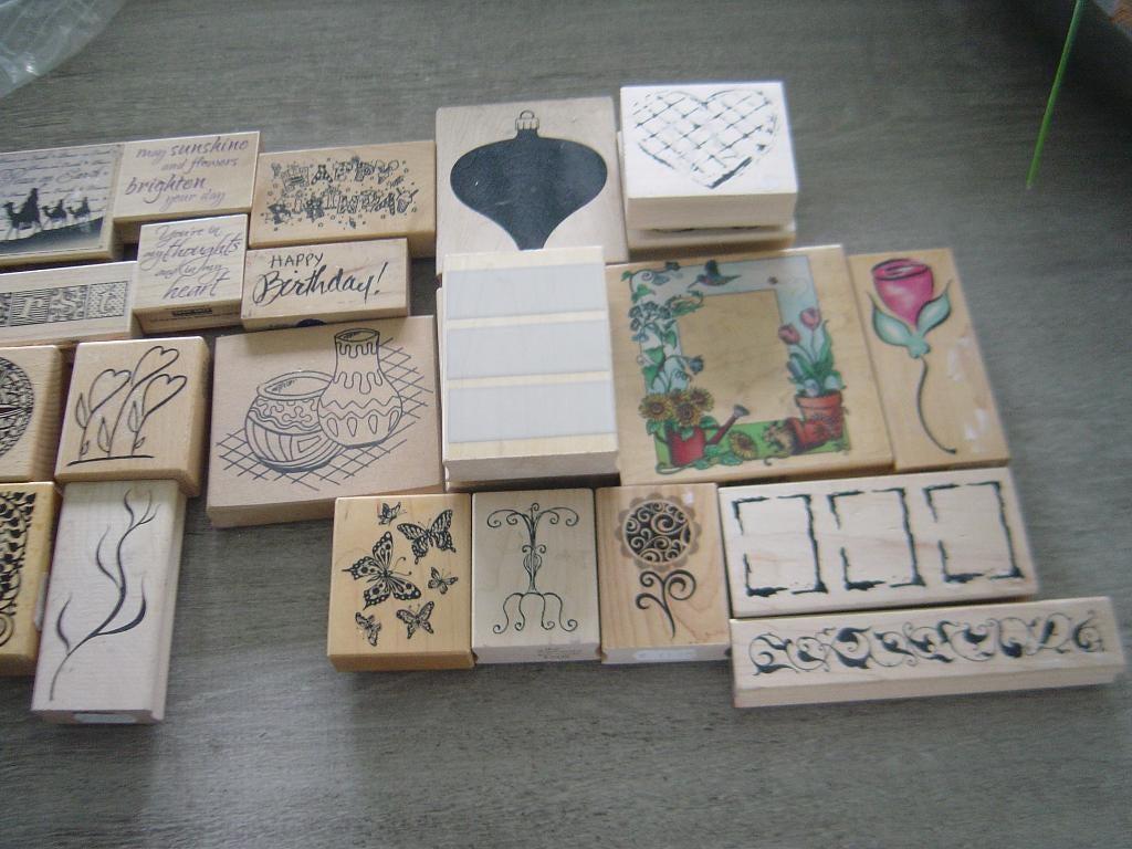 Houten rubbere stempels, Hobby en Vrije tijd, Stempelen, Ophalen of Verzenden, Zo goed als nieuw, Houten stempel