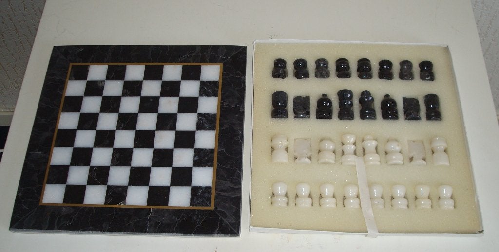 Marmeren Schaakspel - Zwart en Wit, Hobby en Vrije tijd, Gezelschapsspellen | Bordspellen, Een of twee spelers, Ophalen of Verzenden