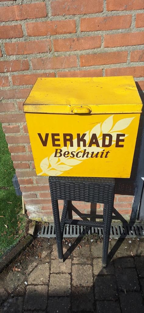 Verkade beschuit winkel display blik trommel (18425), Ophalen of Verzenden, Gebruikt, Koek(jes), Verkade