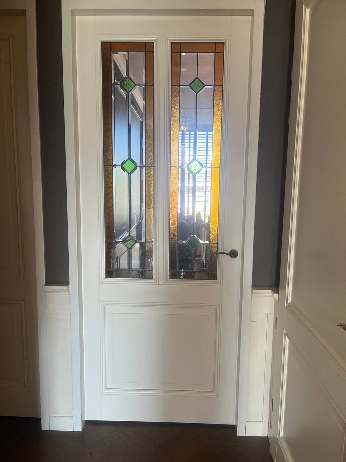 Gratis ophalen! 1 klassieke opdekdeur glas in lood zgan, 215 cm of meer, Binnendeur, Ophalen of Verzenden, Glas