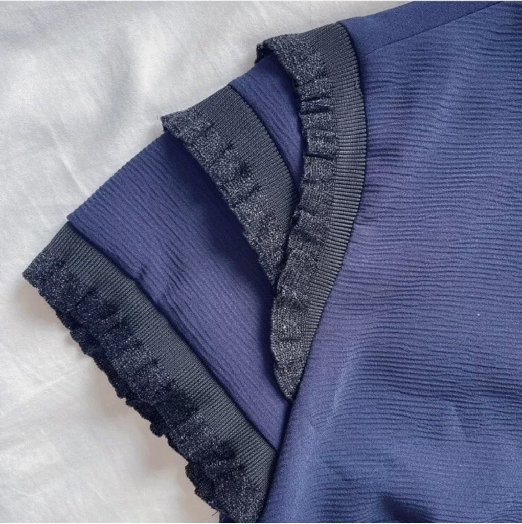 Sandro Cody navy blauw mini jurk met ruches maat 38, Kleding | Dames, Maat 38/40 (M), Blauw, Sandro, Nieuw