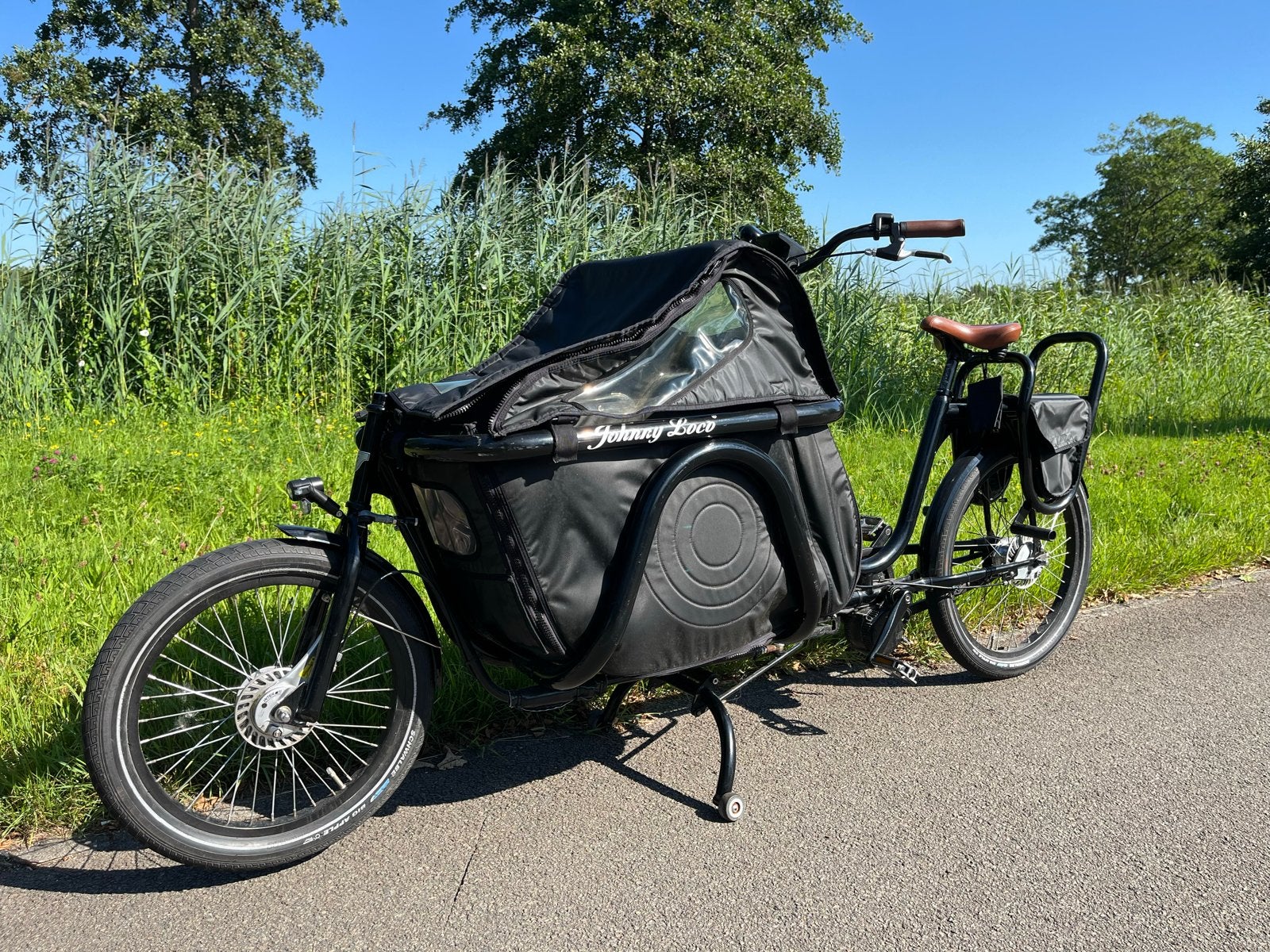 Johnny Loco Bakfiets - Elektrisch met Huif, Ophalen, Gebruikt, Elektrisch, 2 kinderen