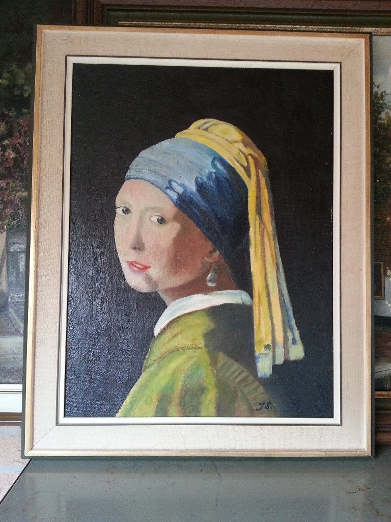 Schilderij MEISJE MET DE PAREL van Vermeer, Antiek en Kunst, Ophalen of Verzenden, Nederlandse school, Portret of Personen