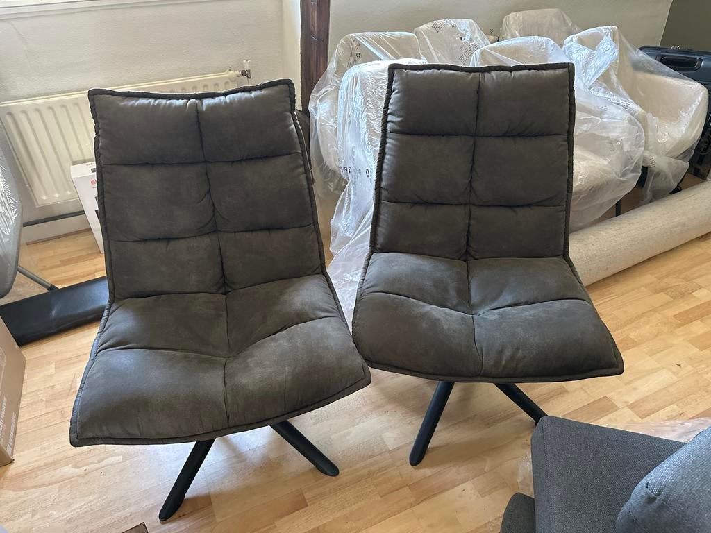 Twee grijze draaibare lounge stoelen, Ophalen, Gebruikt, Twee, Stof